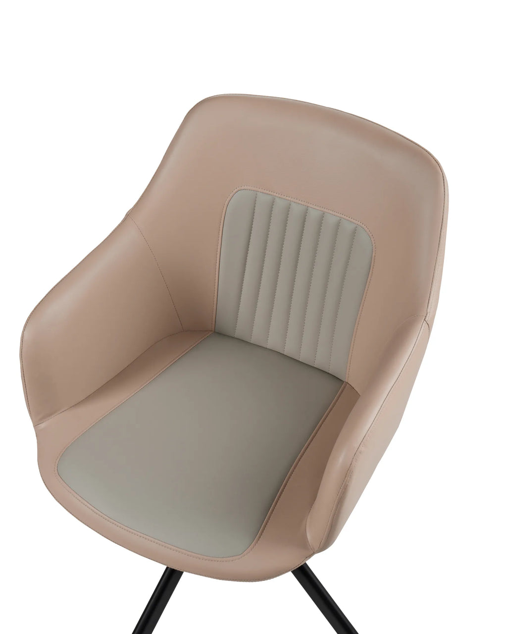Set of 2 Dining Chairs Swivel LIKELY Faux Leather Sand Beige