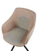 Set of 2 Dining Chairs Swivel LIKELY Faux Leather Sand Beige