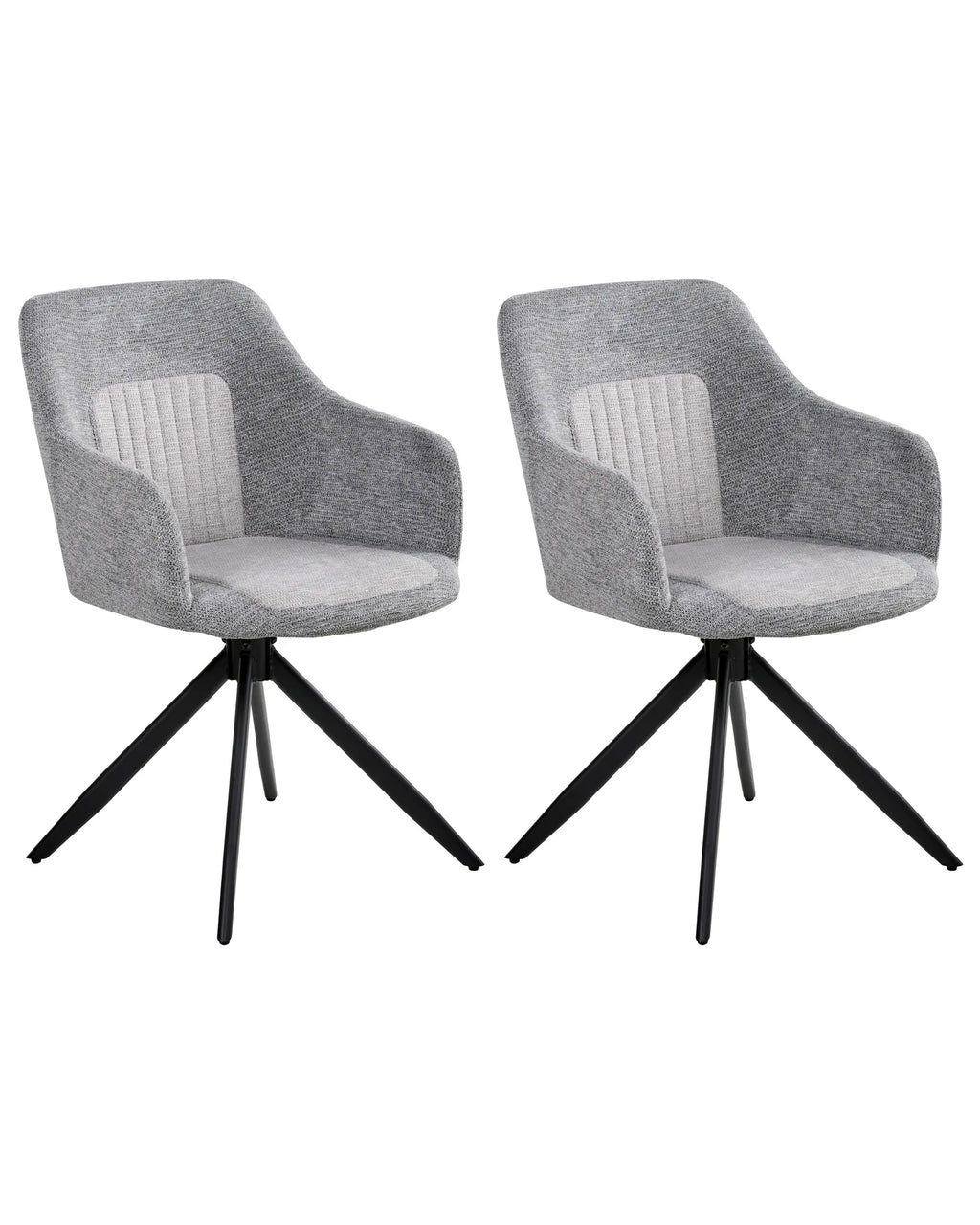 Set of 2 Dining Chairs Swivel LIKELY Fabric Grey