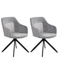 Set of 2 Dining Chairs Swivel LIKELY Fabric Grey