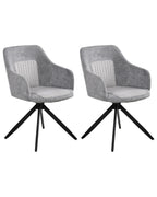 Set of 2 Dining Chairs Swivel LIKELY Fabric Grey