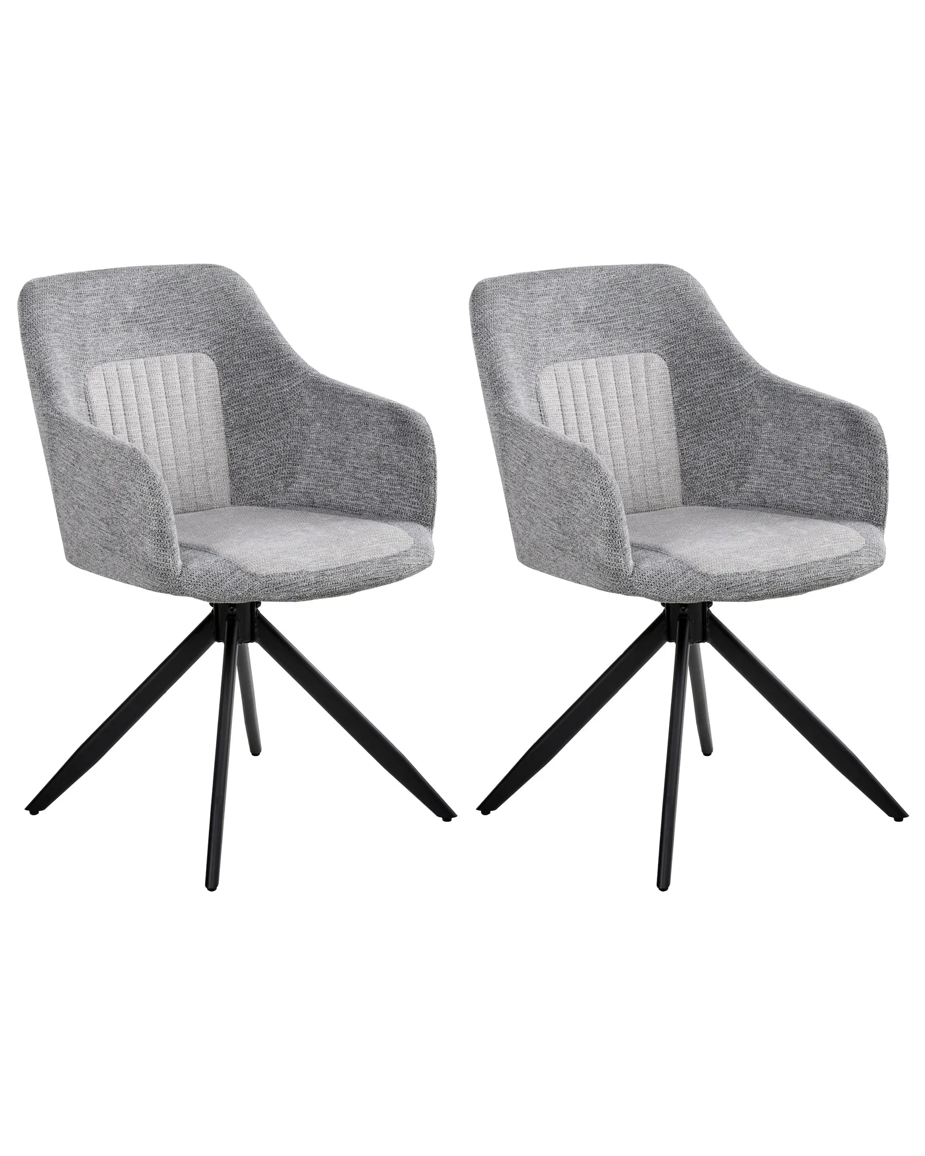 Set of 2 Dining Chairs Swivel LIKELY Fabric Grey