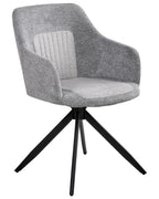 Set of 2 Dining Chairs Swivel LIKELY Fabric Grey