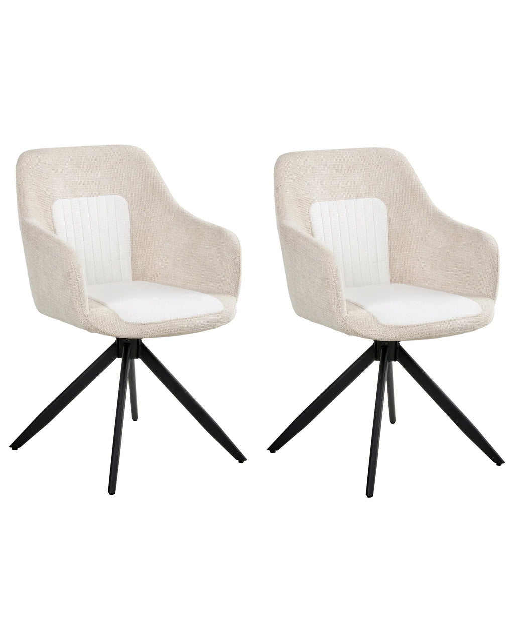 Set of 2 Dining Chairs Swivel LIKELY Fabric Light Beige