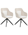 Set of 2 Dining Chairs Swivel LIKELY Fabric Light Beige