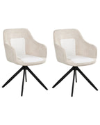 Set of 2 Dining Chairs Swivel LIKELY Fabric Light Beige