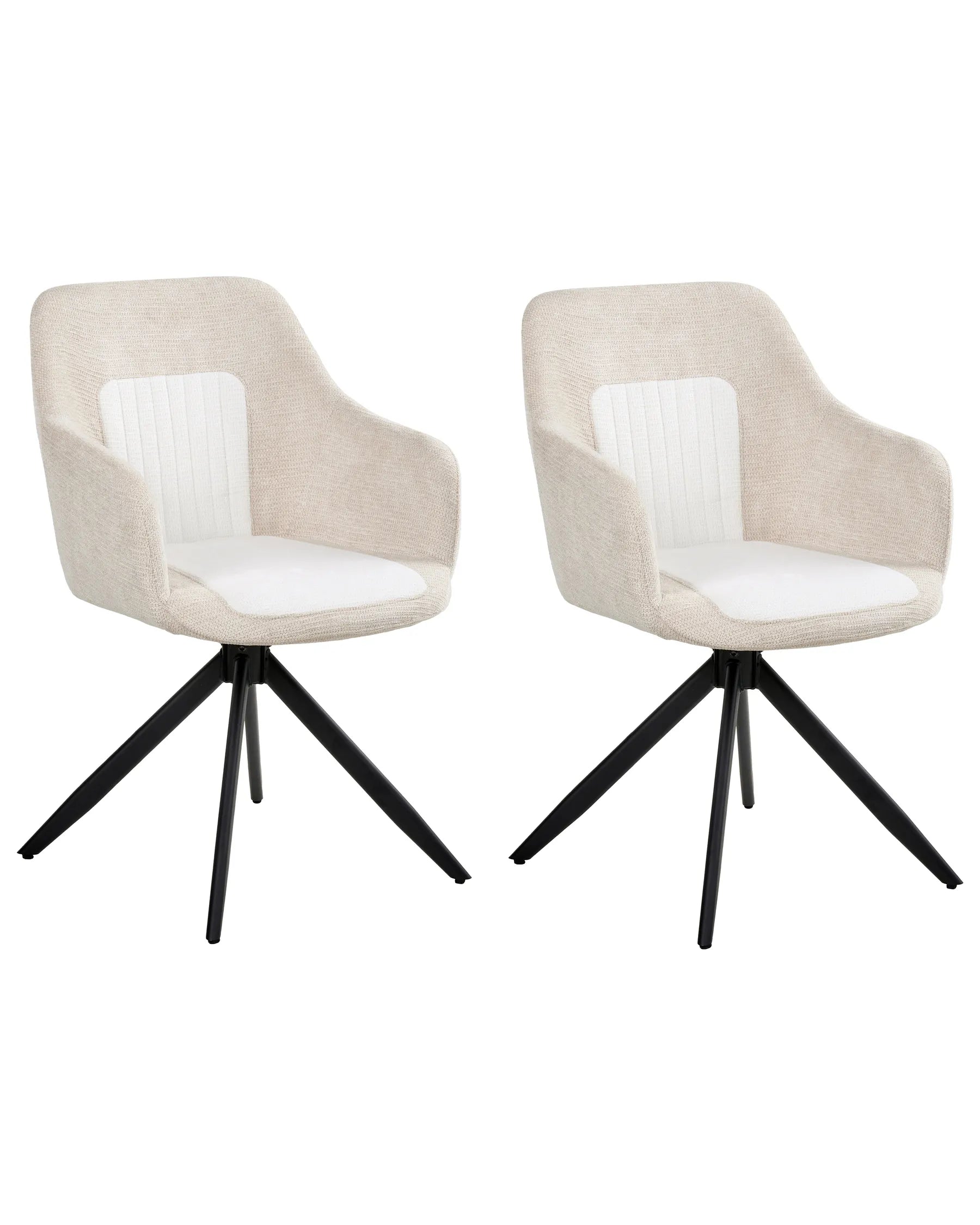 Set of 2 Dining Chairs Swivel LIKELY Fabric Light Beige