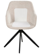 Set of 2 Dining Chairs Swivel LIKELY Fabric Light Beige