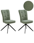 Set of 2 Dining Chairs Swivel RYAN Boucle Light Green
