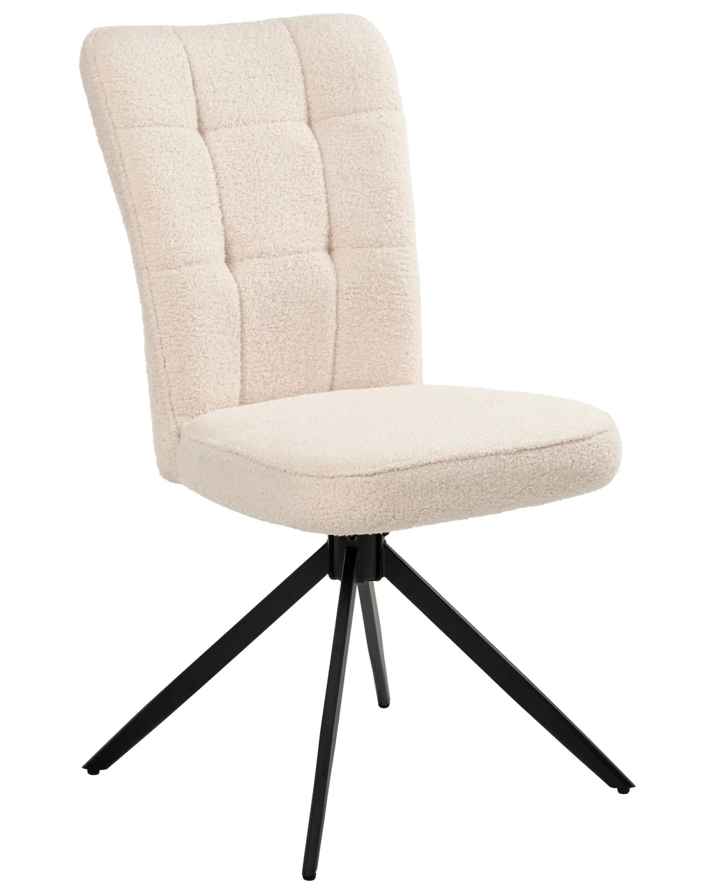 Set of 2 Dining Chairs Swivel RYAN Boucle Light Beige