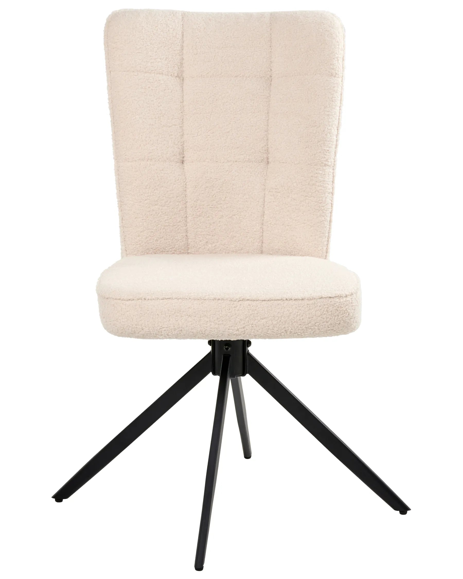Set of 2 Dining Chairs Swivel RYAN Boucle Light Beige