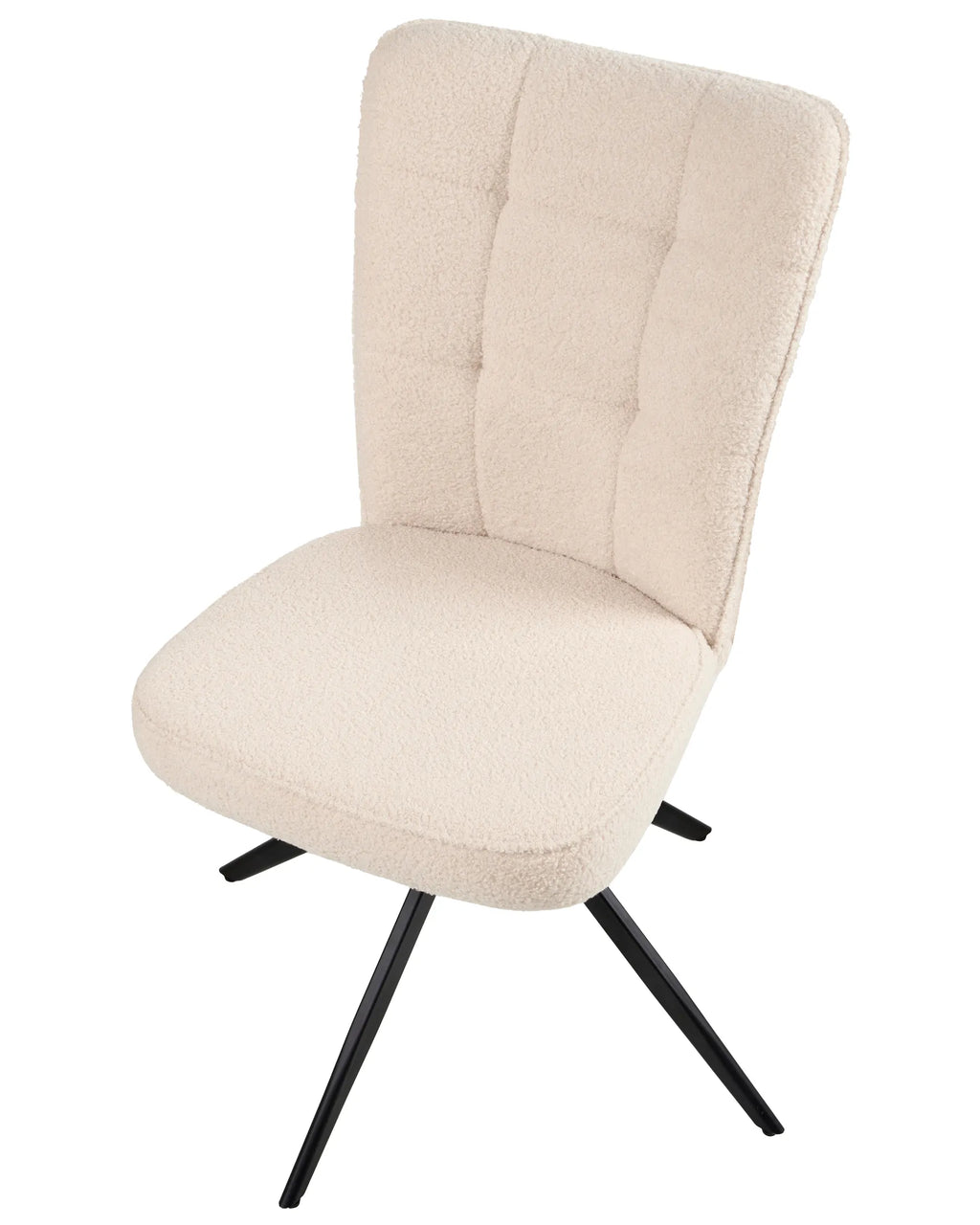 Set of 2 Dining Chairs Swivel RYAN Boucle Light Beige