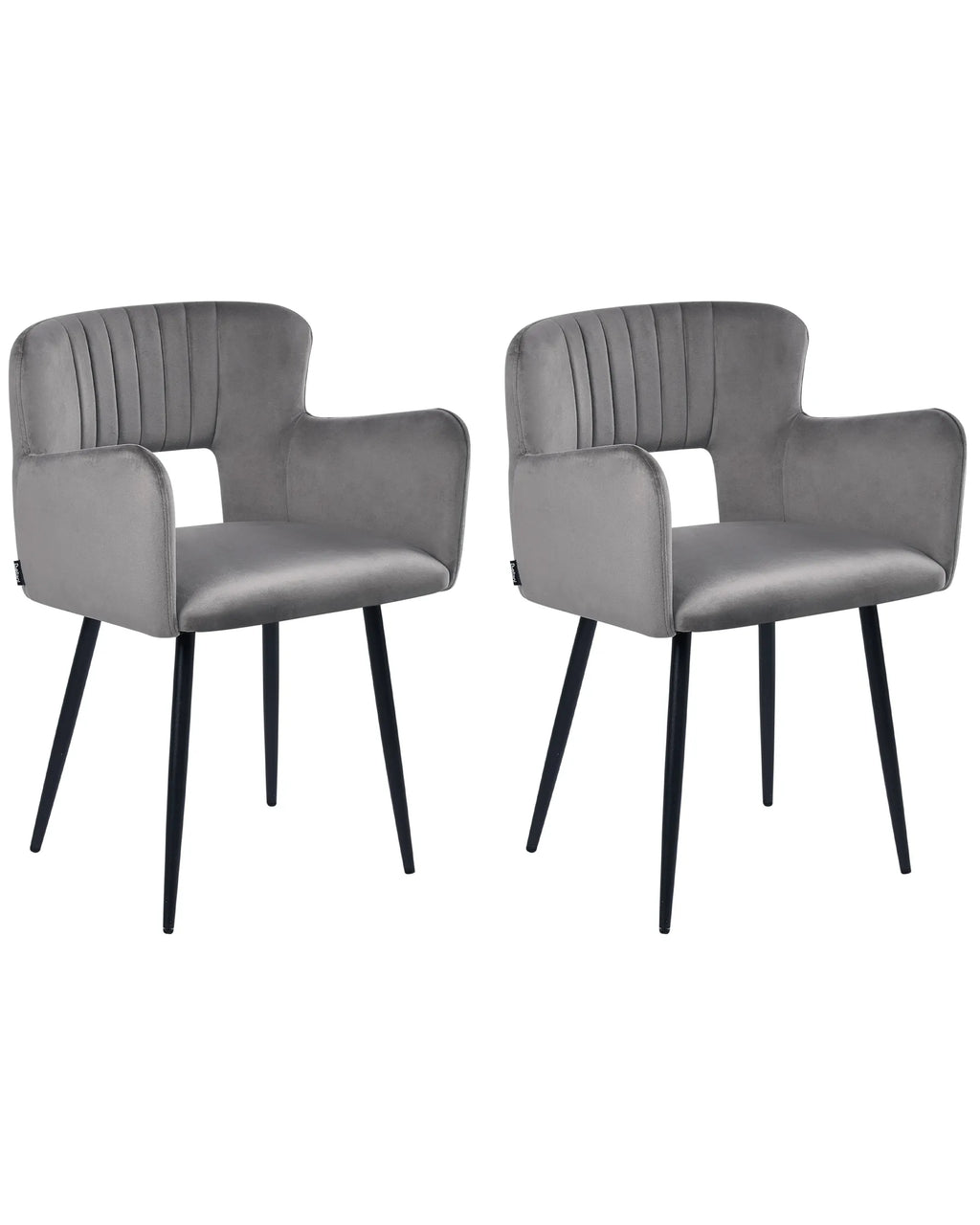 Set of 2 Dining Chairs SANILAC Velvet Grey