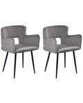 Set of 2 Dining Chairs SANILAC Velvet Grey