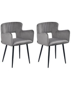 Set of 2 Dining Chairs SANILAC Velvet Grey