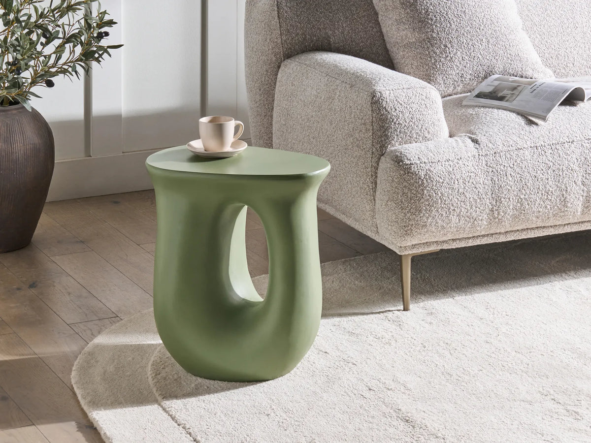 Side Table ZAVENO 42 cm 28 cm Light Green — angled product view