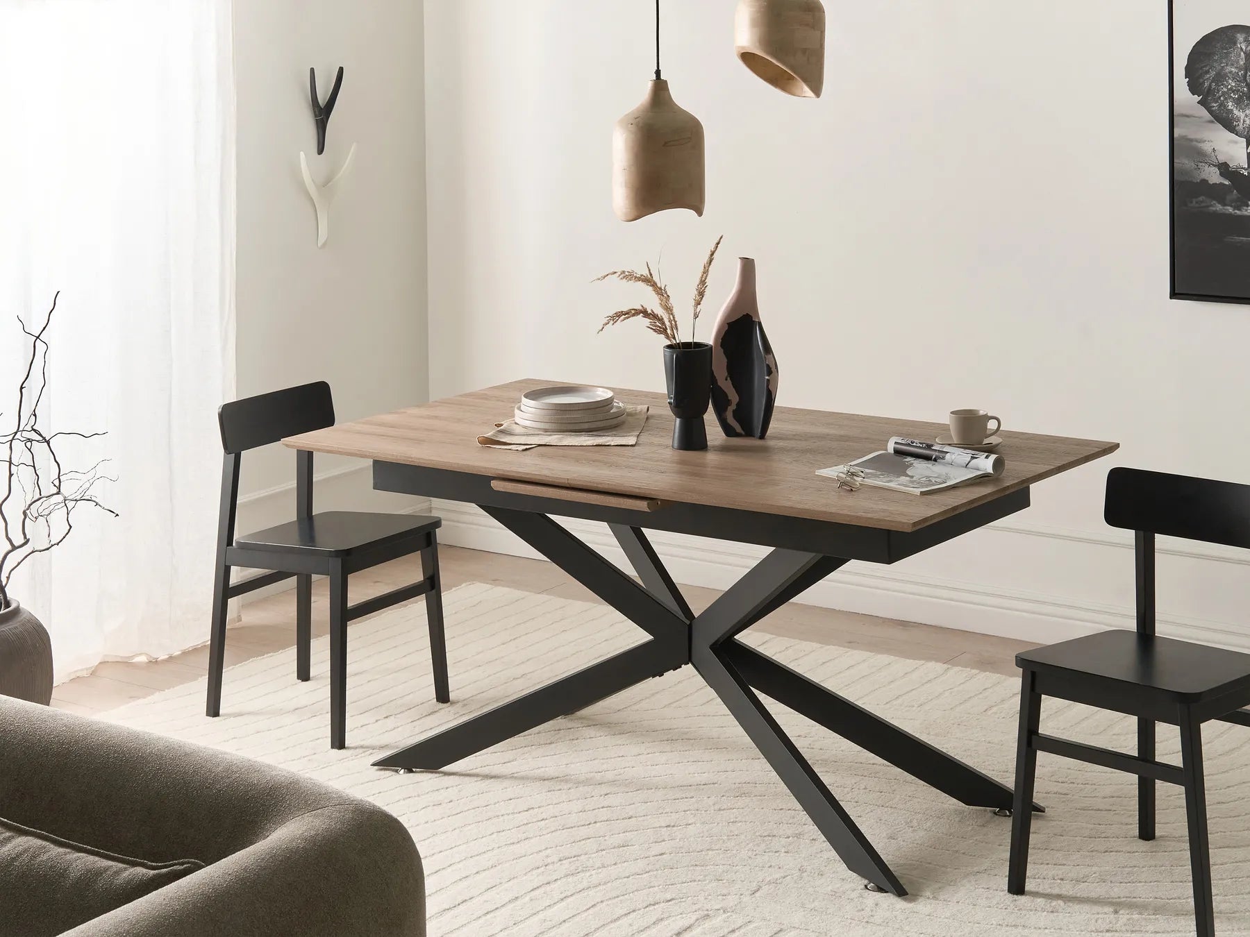 Dining Table FINLEY Light Brown 160/200 cm 90 cm
