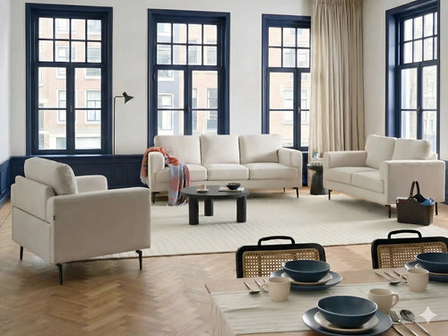 Armchair AMINA Fabric Light Beige – angled product view