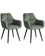 Set of 2 Dining Chairs TIRANO Faux Linen Green