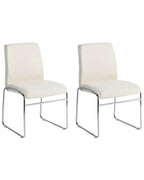 Set of 2 Dining Chairs LECCO Fabric Light Beige