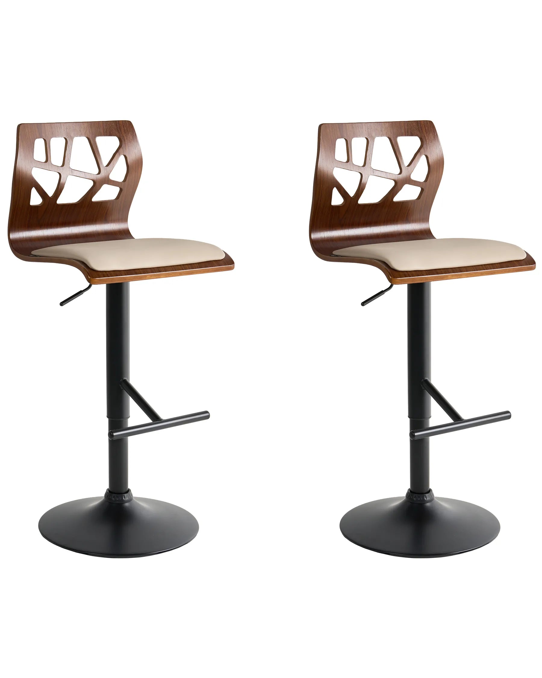 Set of 2 Bar Chairs PETERSBURG Faux Leather Beige/ Black