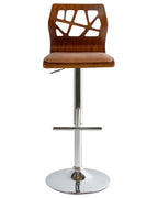 Set of 2 Bar Chairs PETERSBURG Faux Leather Brown/ Silver