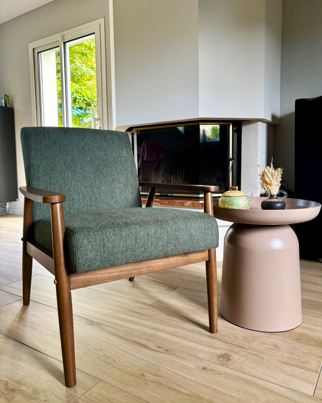 Armchair ESRUM Fabric Dark Brown/ Green