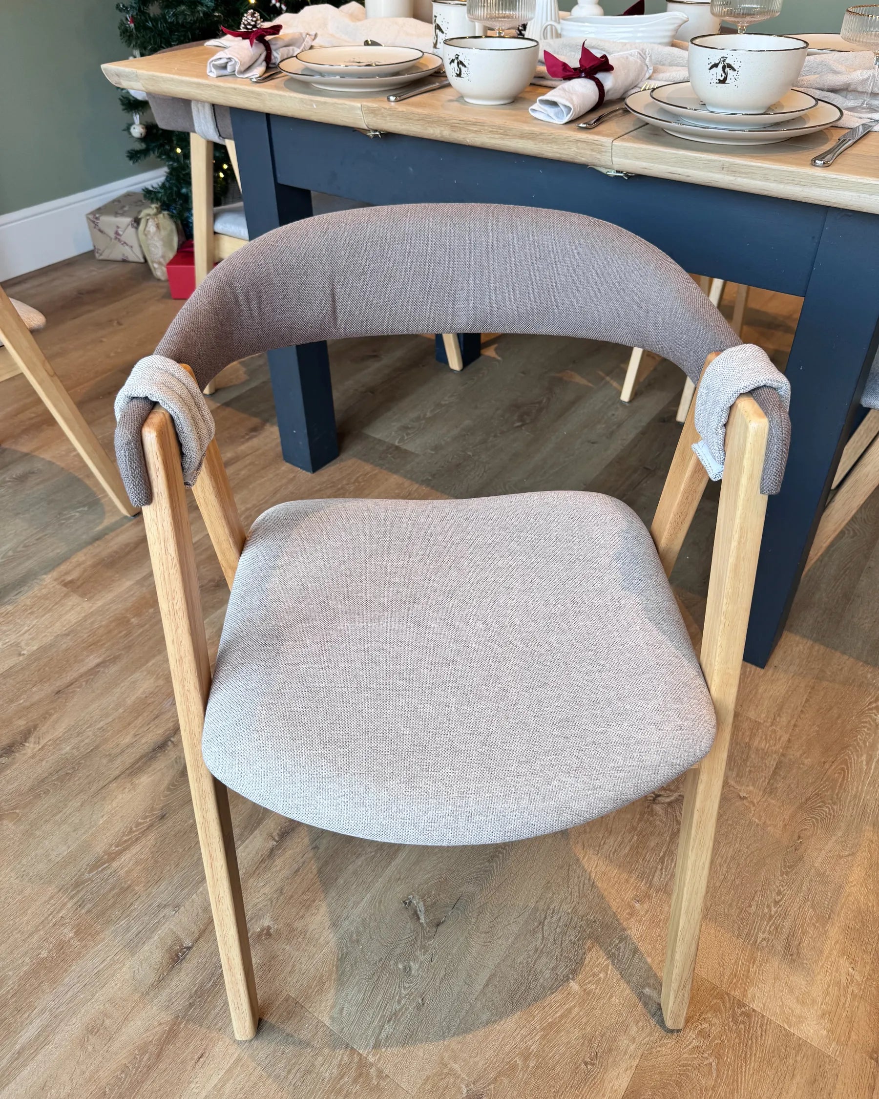Set of 2 Dining Chairs DAY Fabric Light Brown/ Taupe
