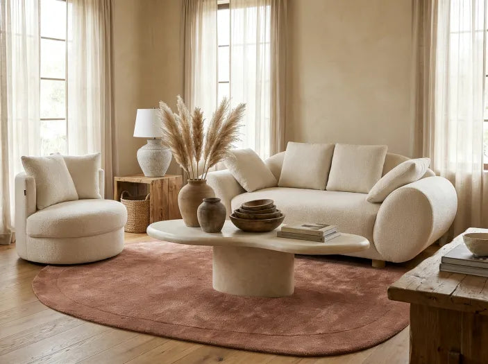 Swivel Armchair DALBY Boucle White