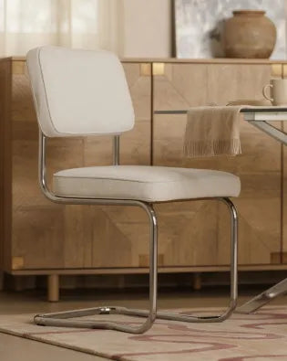 Set of 2 Dining Chairs IRWIN Corduroy Off-White