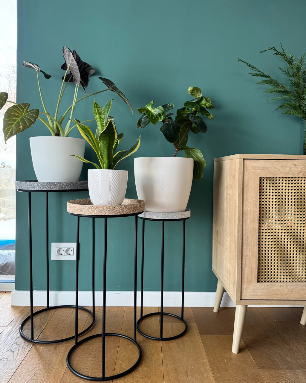 Set of 3 Side Tables TEXON Black