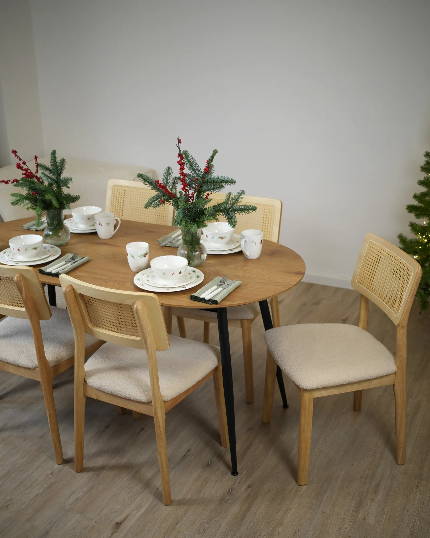 Set of 2 Dining Chairs EMBAR Wood Light Brown