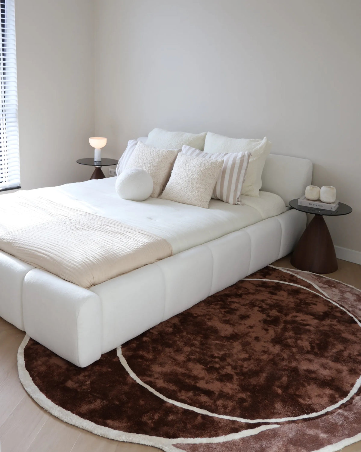 Side Table PANA Tempered Glass Brown Black — angled product view