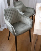 Set of 2 Dining Chairs WELLSTON Velvet Olive Green