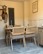 Set of 2 Dining Chairs AVA Wood Light Brown/ Taupe