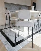Set of 2 Bar Chairs DUETTE Velvet Light Beige