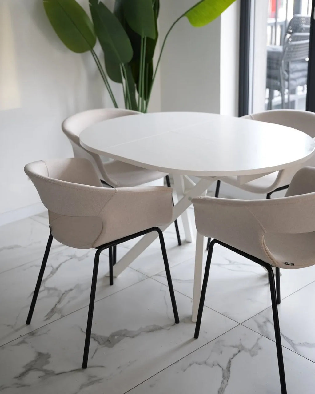 Set of 2 Dining Chairs ELMA Fabric Light Beige