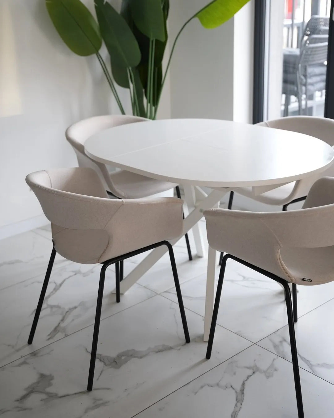 Set of 2 Dining Chairs ELMA Fabric Light Beige