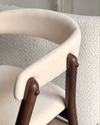 Set of 2 Dining Chairs MYLO Fabric Off-White/ Dark Brown
