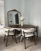 Set of 2 Dining Chairs MYLO Fabric Off-White/ Dark Brown