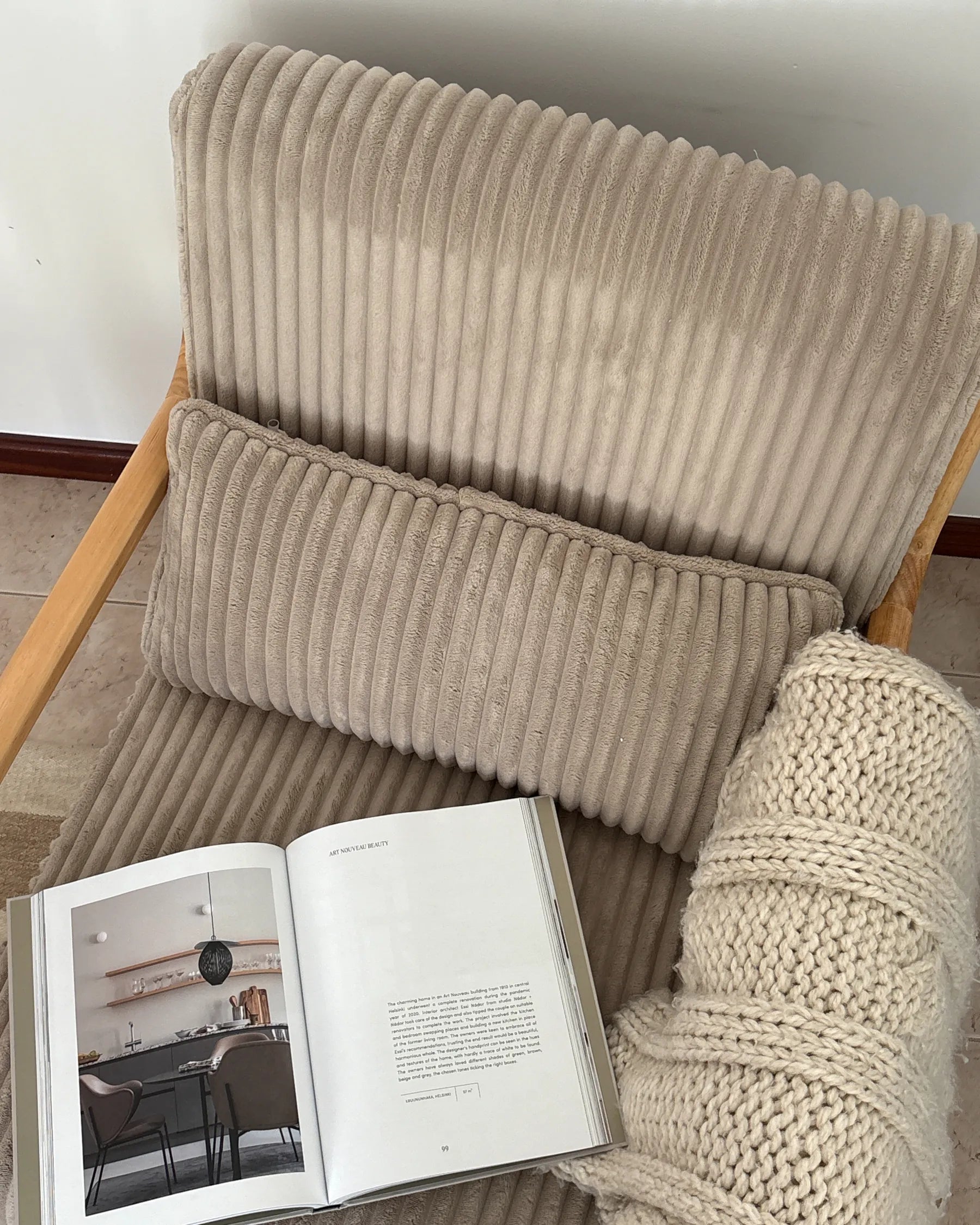 Armchair SORSELE Corduroy Beige