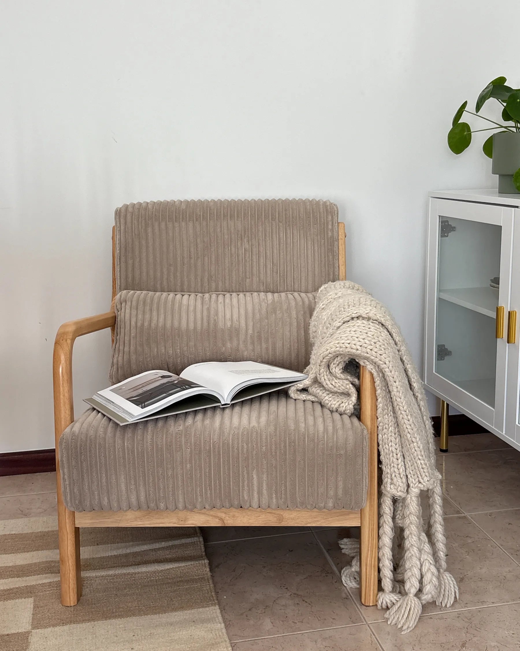 Armchair SORSELE Corduroy Beige