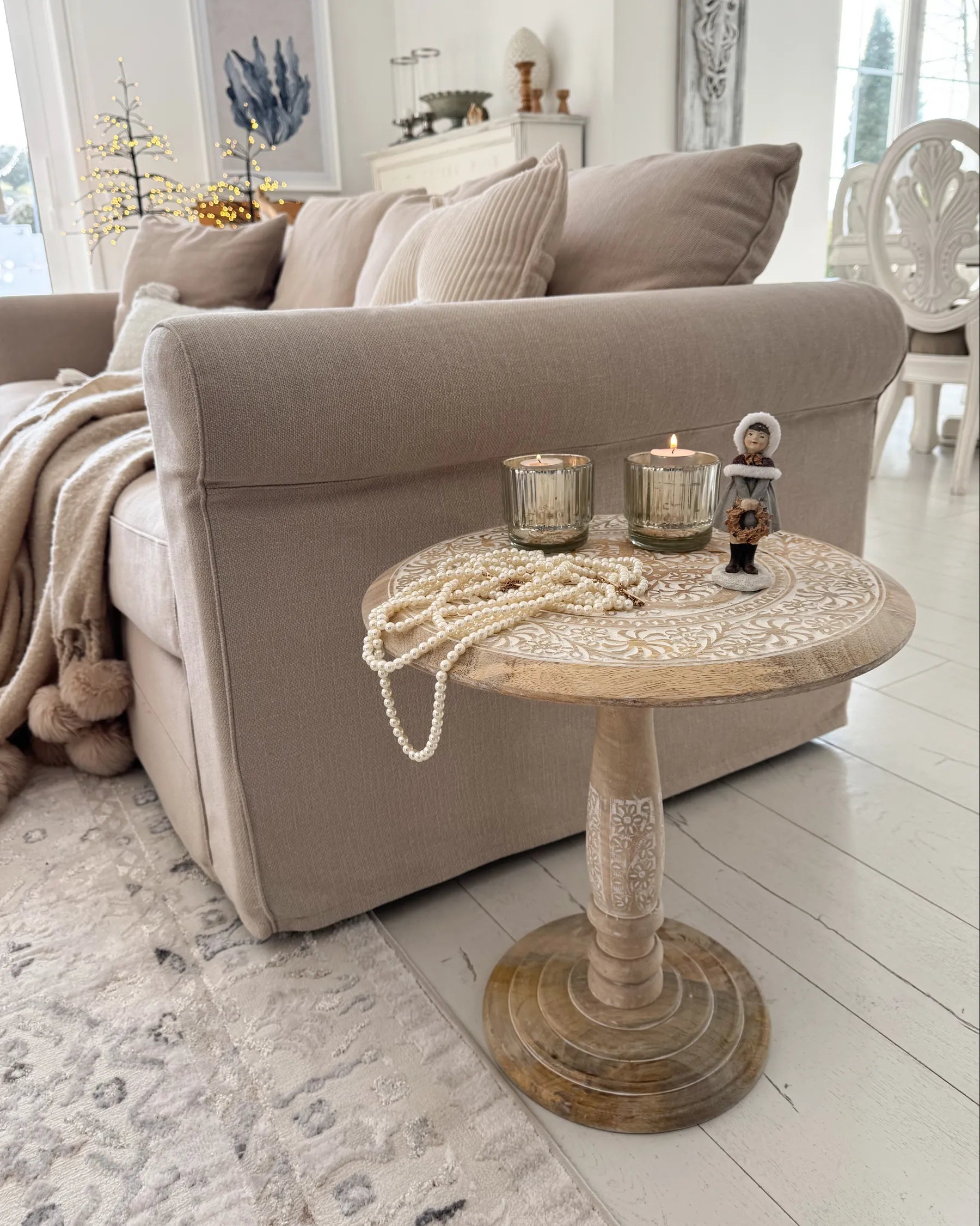 Side Table JAMBIA Mango Wood Off-White