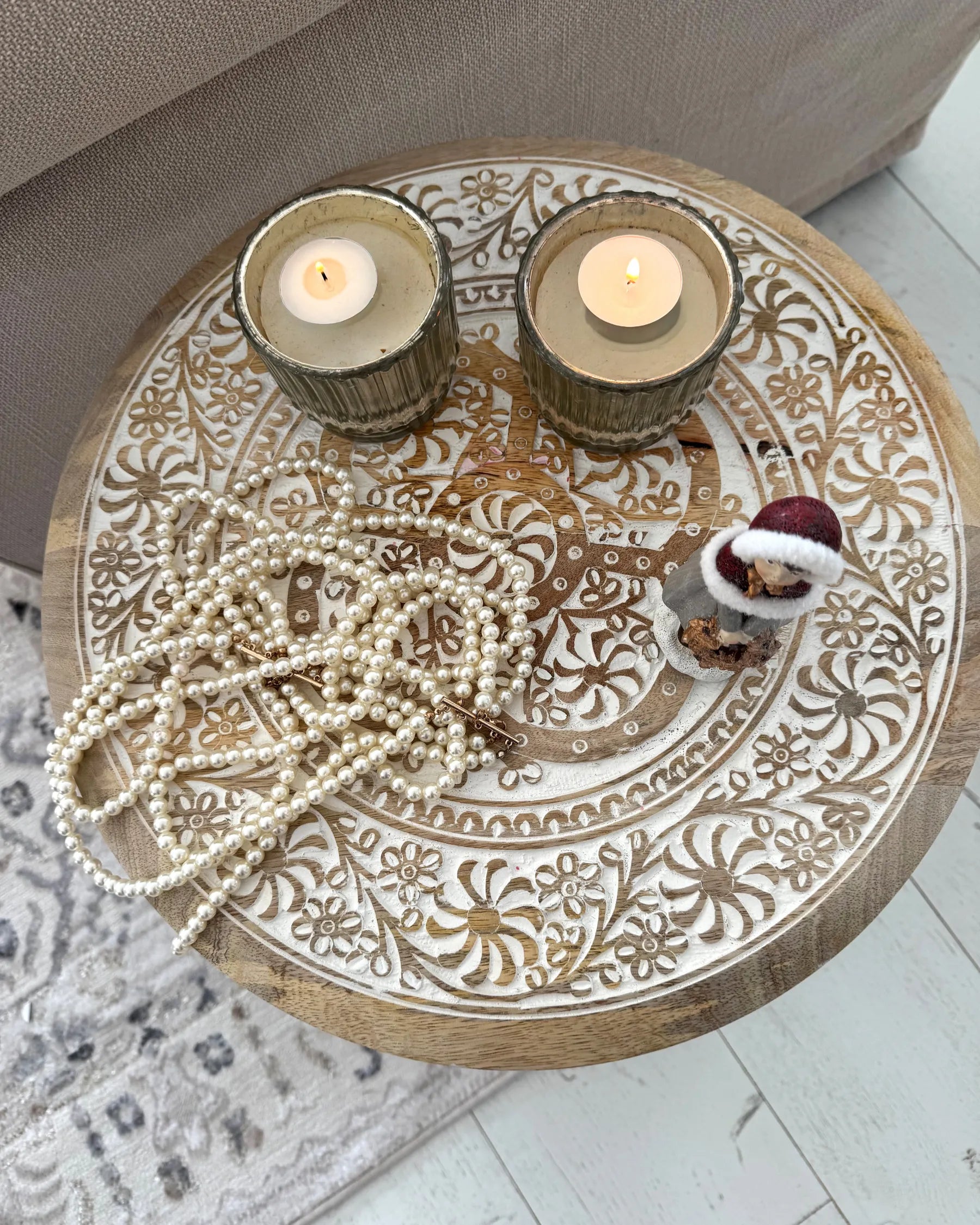 Side Table JAMBIA Mango Wood Off-White