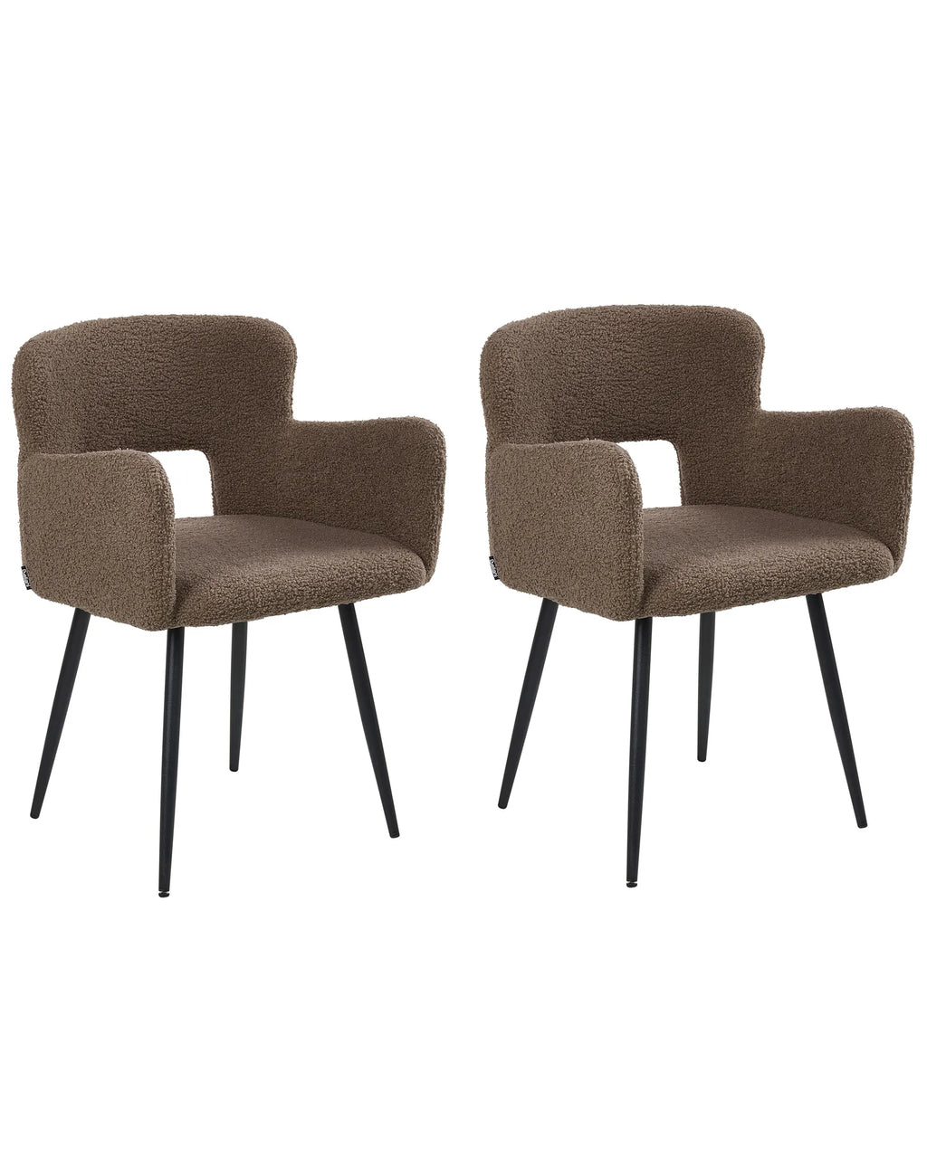 Set of 2 Dining Chairs SANILAC Boucle Brown