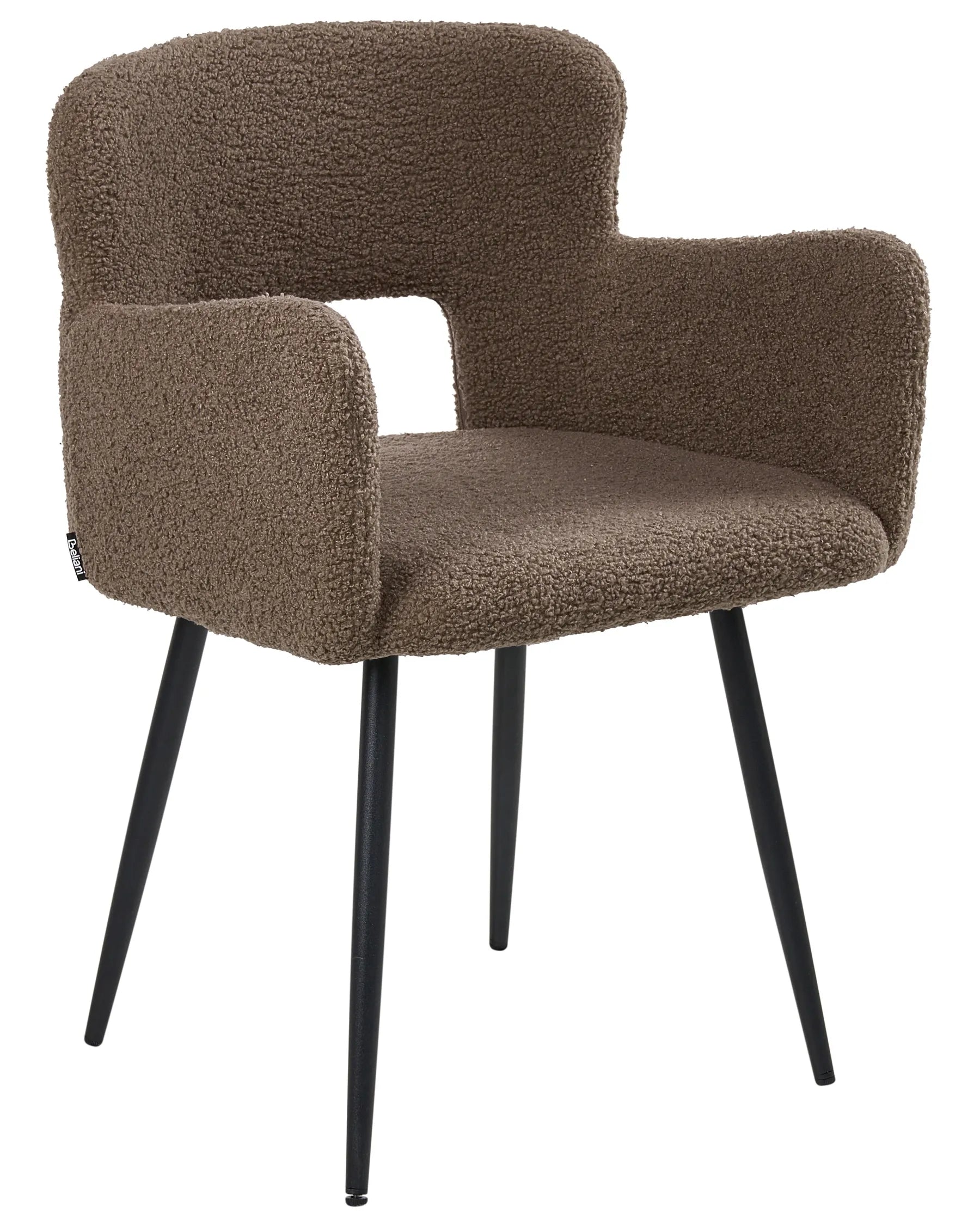Set of 2 Dining Chairs SANILAC Boucle Brown