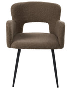 Set of 2 Dining Chairs SANILAC Boucle Brown