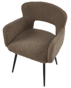 Set of 2 Dining Chairs SANILAC Boucle Brown
