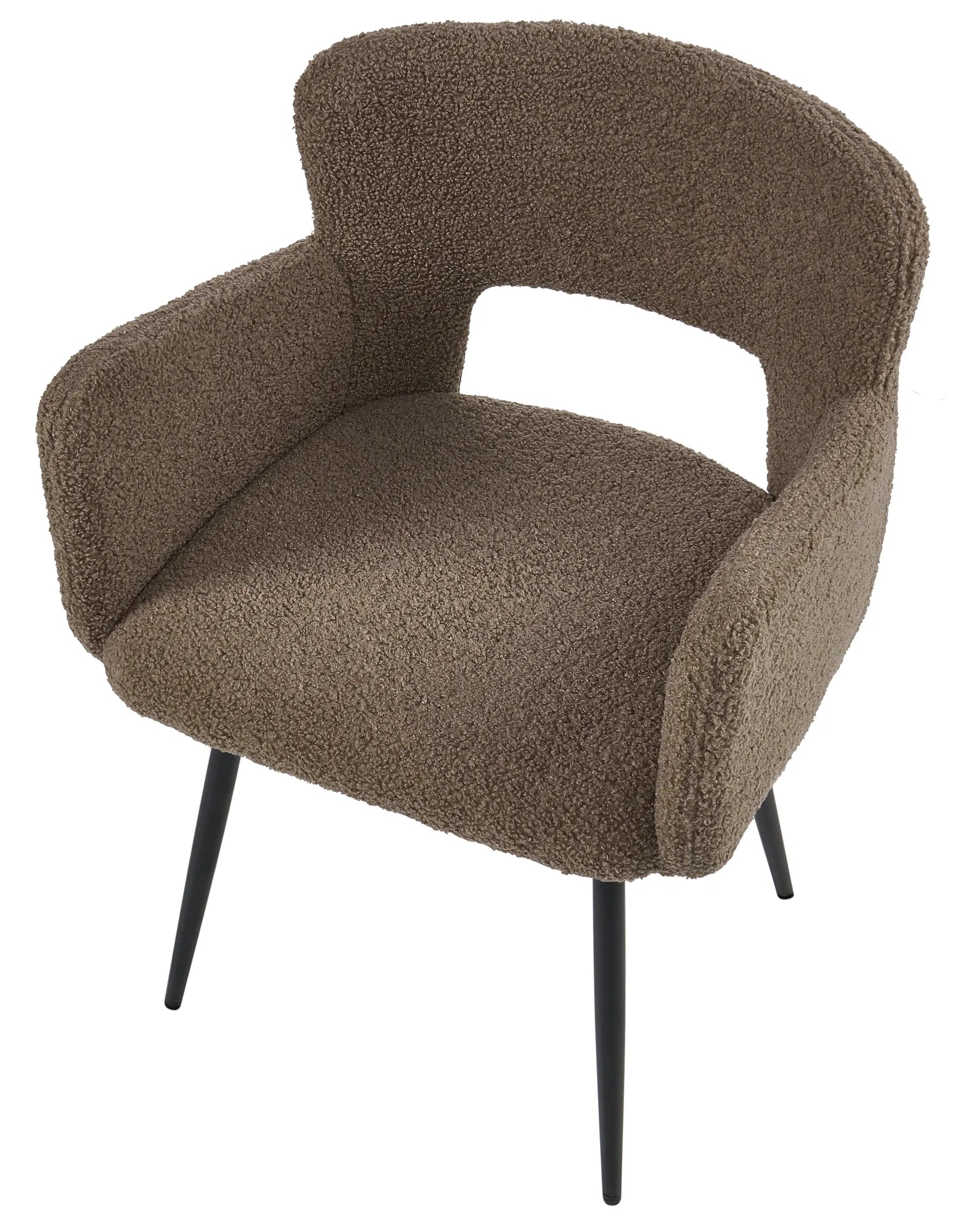 Set of 2 Dining Chairs SANILAC Boucle Brown