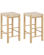 Set of 2 Bar Stools EMBRUN Wood Light Brown